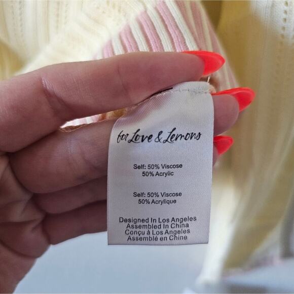 For Love & Lemons Rhea Pointelle Cardigan in Buttercup NWT - Picture 9 of 9